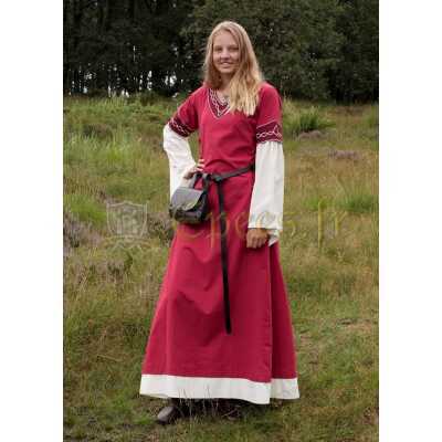 Robe médiévale Alvina coton rouge