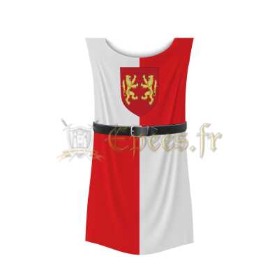 Tabard chevalier blason aux lions 100% coton